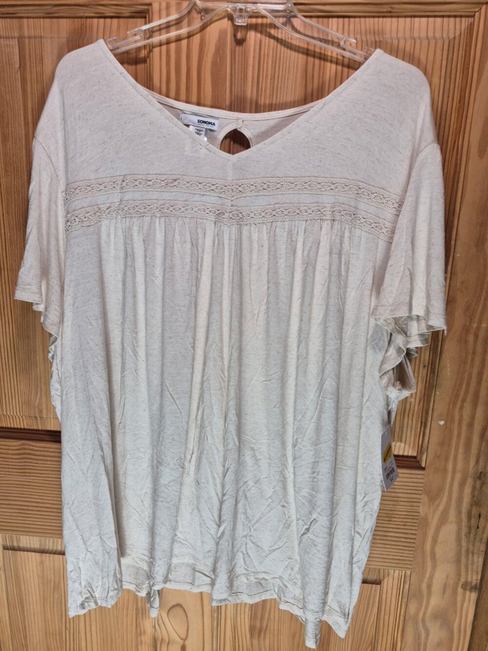 Sonoma 4X Cream Colored Short Sleeve Baby Doll Top NWT
